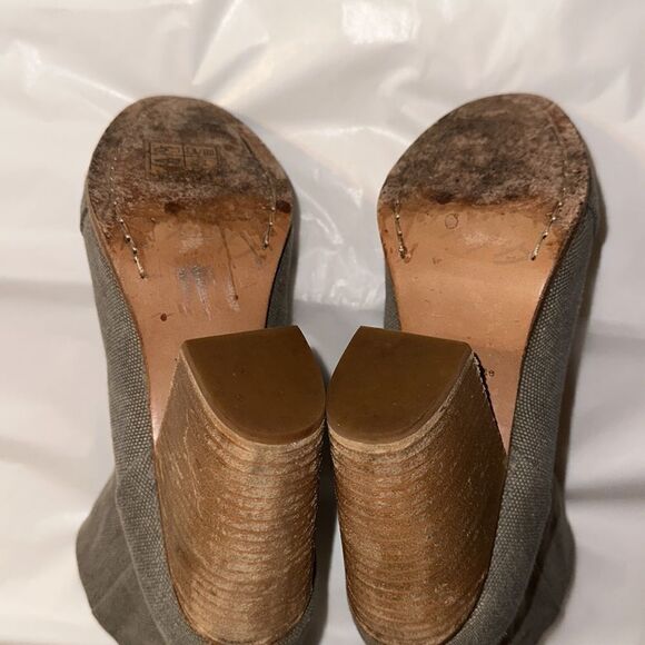 Rag & Bone 9.5 Moth Green Olive Canvas Back Zip Stacked Heel Ankle Booties - Picture 8 of 15